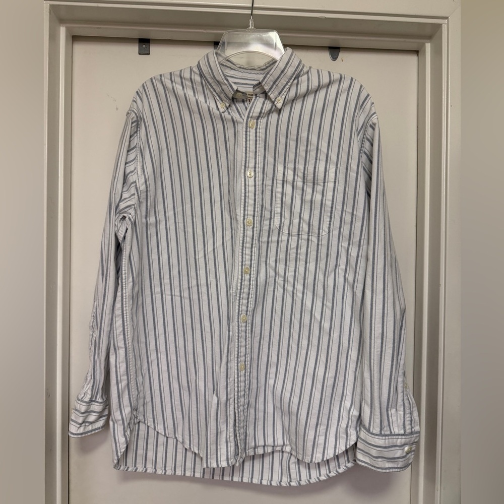 Abercrombie The Big Shirt - white with gray stripes - size S - 100% cotton